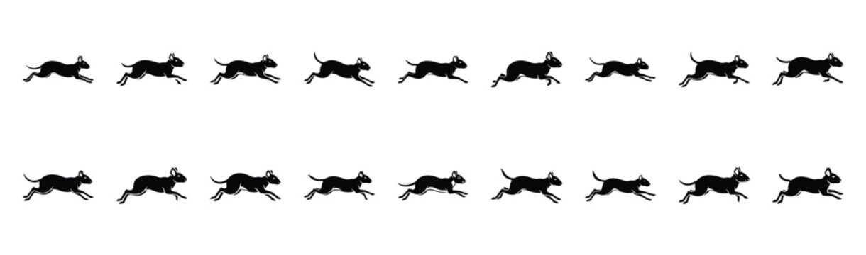 agouti running pose silhouette illustration collection. Animals drawing illustration isolated on white background.