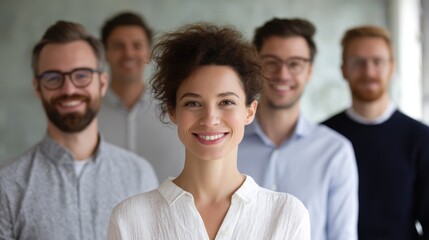 Obraz premium diverse business team portrait smiling in office, partnership and collaboration concept