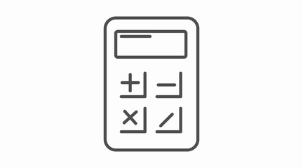Clean black and white vector calculator icon designed for finance, accounting, math tools, budgeting apps, and e‑commerce interfaces. This minimalist, scalable symbol is ideal for UI, UX design, dashb