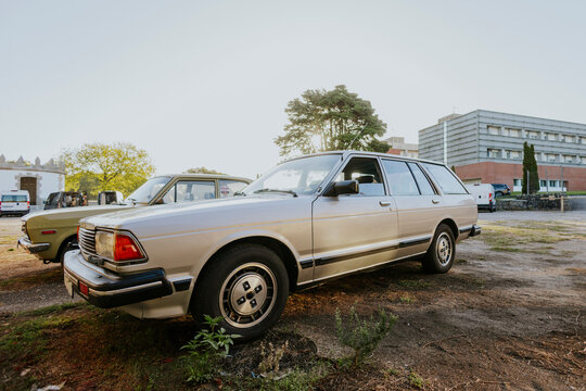 Vintage station wagon parked on a sunny day