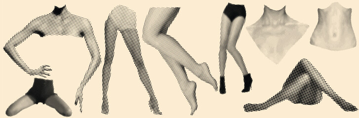 Haftoon Effect Human Body Halftone Illustration