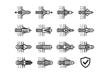 Zone vector minimalist material focus anchor grip icons calm icon deployed reliability