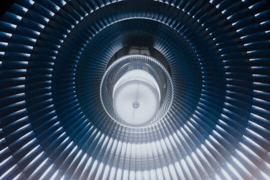 Abstract view of a futuristic circular light pattern