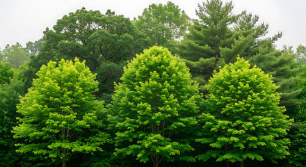 Fototapeta premium Vibrant green trees in a lush forest