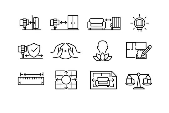 Vector valve radiator silhouette icon calm furniture logic layout safe offset spacing