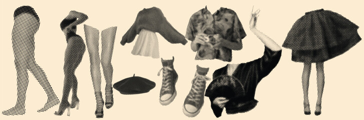 Haftoon Effect Fashion Halftone Clothing Illustration