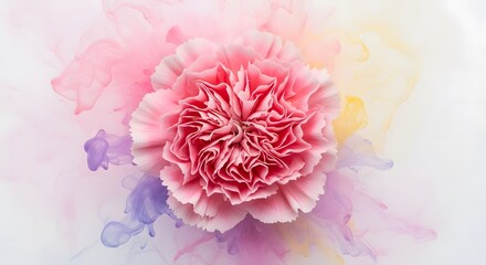 Pink carnation flower with watercolor background abstract design