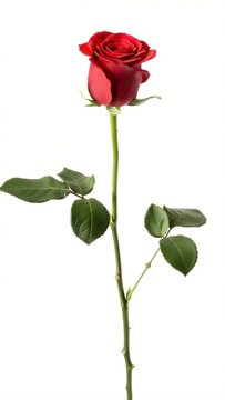  long stem red rose isolated on white background vertical video rotate