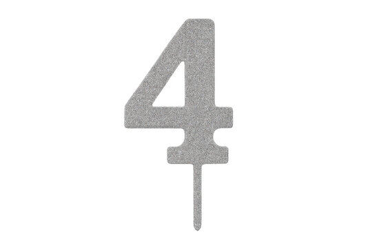 Silver glitter number four cake topper celebration