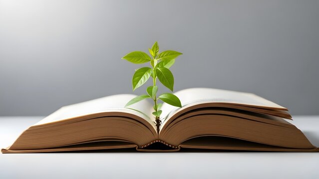 Seed of Knowledge &mdash; Open Book with Sprouting Plant Concept