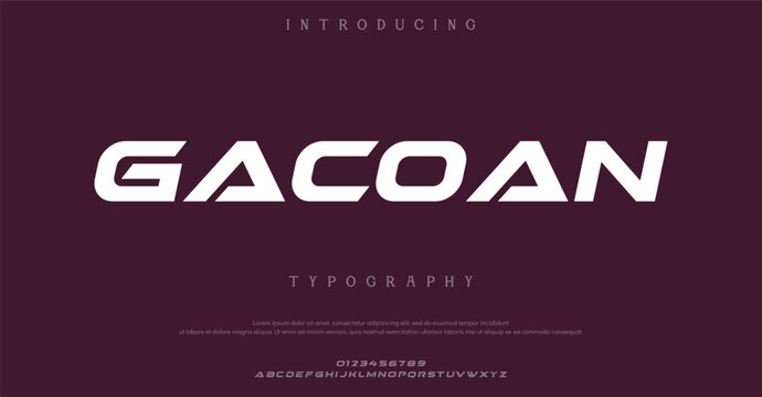 GACOAN letters and numbers made in science style,
