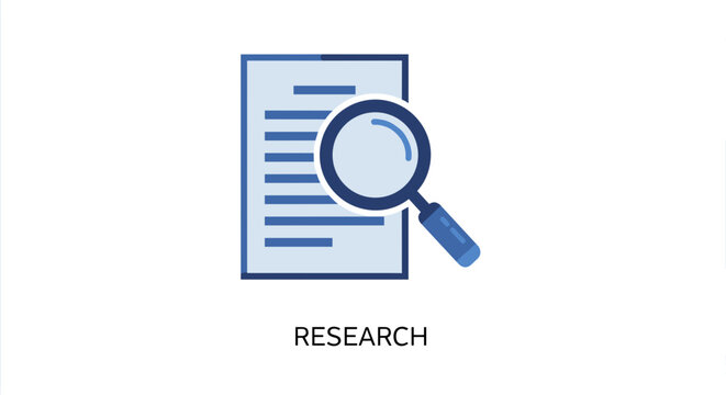 Research Icon &ndash; Magnifying Glass Over Document or Report