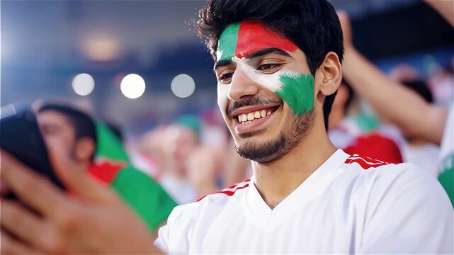 Smiling Fan with Face Paint at Sporting Event - Passion & Team Support