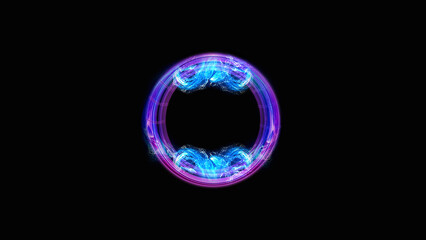 colourful swirl twirl motion creating a futuristic energetic effect  light trails against a black background.Gradient circle neon background.