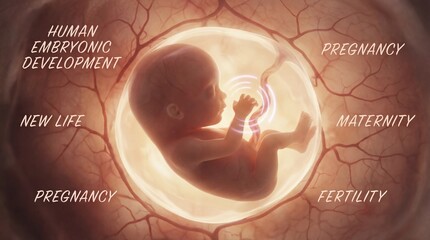 Detailed 3d illustration depicting the complex journey of human embryonic development and the miracle of a new life beginning inside the womb during gestation