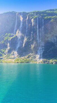 Seven Sisters waterfall in Geirangerfjord Norway UNESCO site near Hellesylt