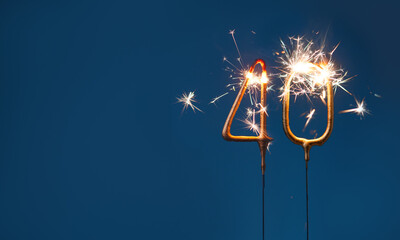 40 years anniversary celebration festive background with copy space made with Bengal fire in the...