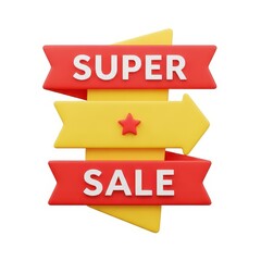 Super sale banners with star on yellow and red background