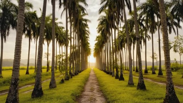 betel nut or areca nut tree farm in karnataka indian landscape video