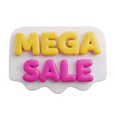 Mega sale 3d illustration on a white background for advertising and marketing purposes