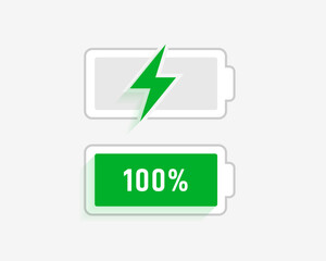 Battery icons show charging and full power status with green lightning bolt