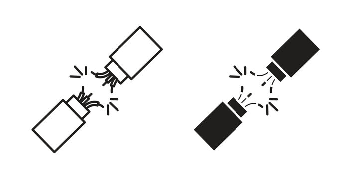 Broken Wire Icon icon vector Illustration and outline Icons. vector silhouette.