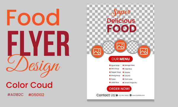 Modern Food Menu Flyer Template for Restaurant and Catering with African Cuisia