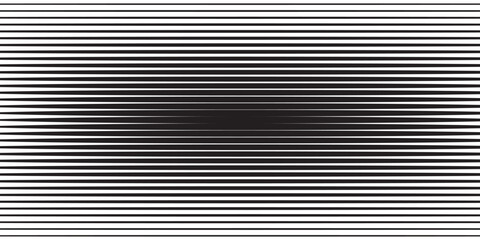 Fototapeta premium Abstract black horizontal lines with tapered wave effect, creating a modern optical illusion pattern for stylish backgrounds.