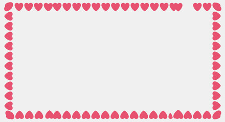 Pink Heart Border Frame on White Background.
