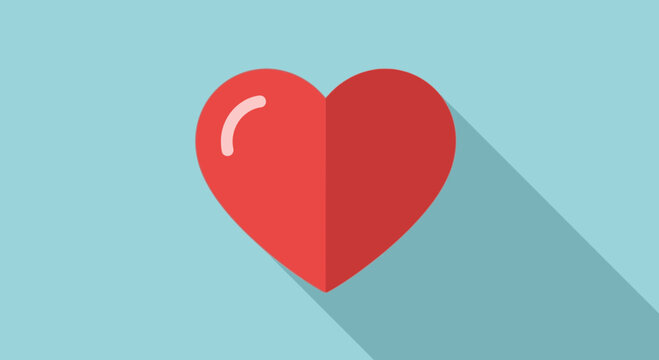 Red Heart Icon with Shadow.