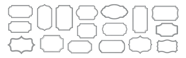 Fototapeta premium Vector decorative frame and border set, vintage ornamental labels and badges collection, elegant isolated design elements on transparent background