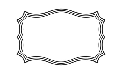 Decorative vector frame border, vintage elegant ornament design template with line outline and flourish elements isolated on transparent background