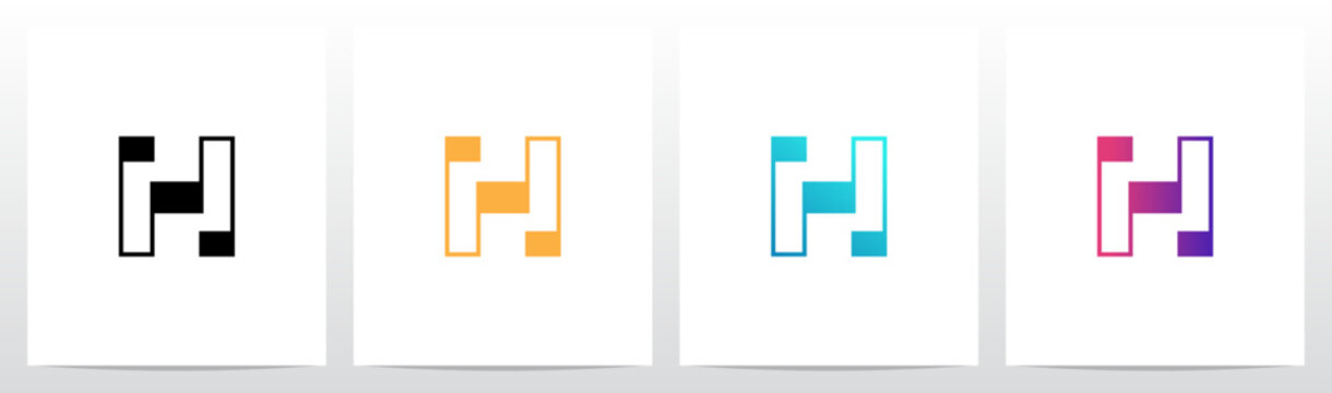 Rectangular Shape Connected by Lines Letter Initial Logo Design H