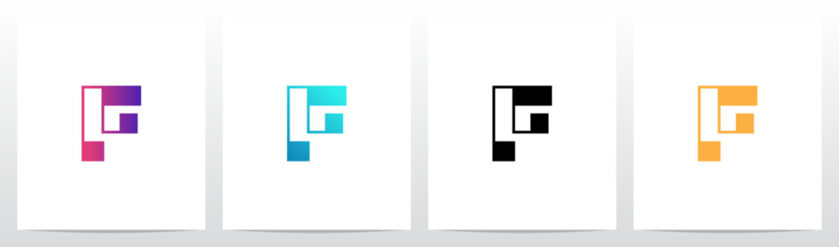 Rectangular Shape Connected by Lines Letter Initial Logo Design F