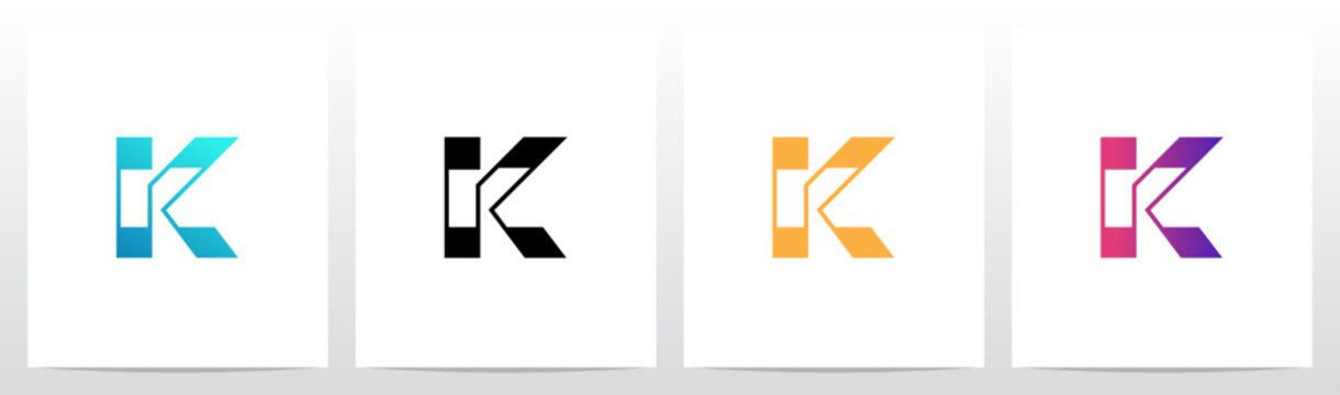 Rectangular Shape Connected by Lines Letter Initial Logo Design K
