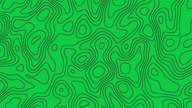 Abstract topography white stripes background motion loop footage video with geo map pattern, best for motion graphics and design projects, fractal lines background, Moving waves on black background 4k