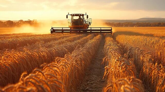 western australian wheat farm to harvest with header video
