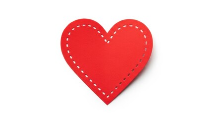 Fototapeta premium A shiny 3D red heart shape stands out as a romantic love symbol and passion icon for a Valentine's Day decoration or wedding design illustration isolated on a white background