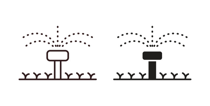 Lawn sprinkler icon vector Illustration and outline Icons. vector silhouette.