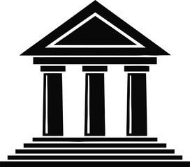 Naklejka premium Classical bank building with columns and steps representing financial institution and government services or historical architecture