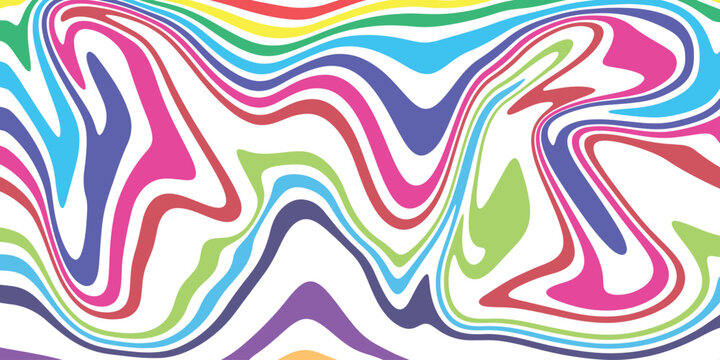 Abstract Colorful Marble Liquefy Background with Vibrant Wavy Fluid Lines Vector.