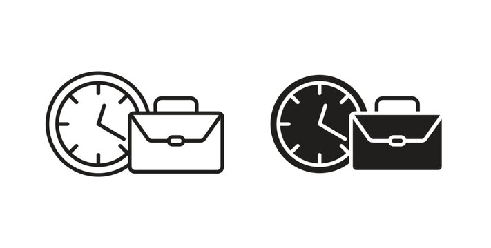 Office time icon vector Illustration and outline Icons. vector silhouette.