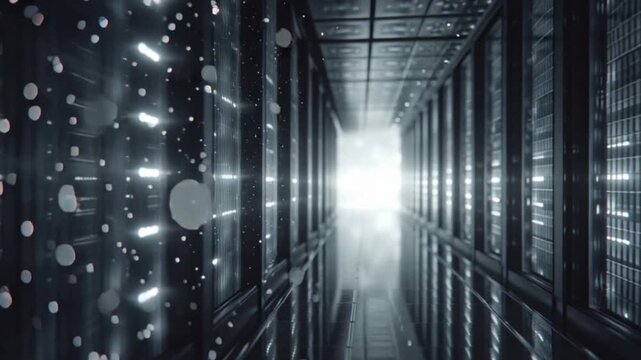 Futurische Serverstruktur mit Lichtimpulsen
