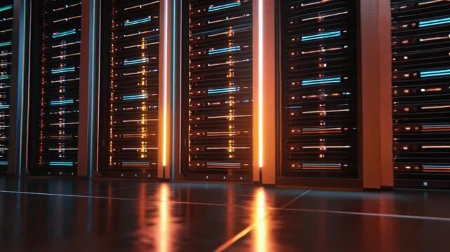Futurische Serverstruktur mit Lichtimpulsen
