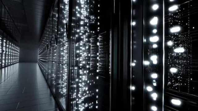 Futurische Serverstruktur mit Lichtimpulsen