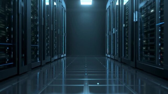 Futurische Serverstruktur mit Lichtimpulsen