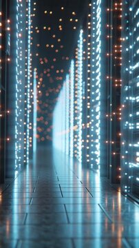 Futurische Serverstruktur mit Lichtimpulsen