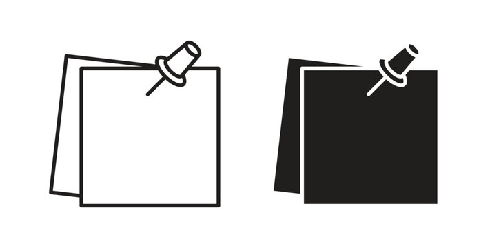 Sticky note icon vector Illustration and outline Icons. vector silhouette.