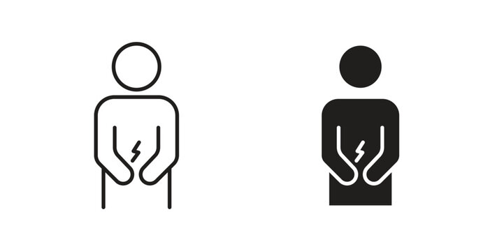 Stomachache icon vector Illustration and outline Icons. vector silhouette.