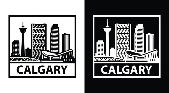 Calgary Canada City Skyline Silhouette Vector Illustration